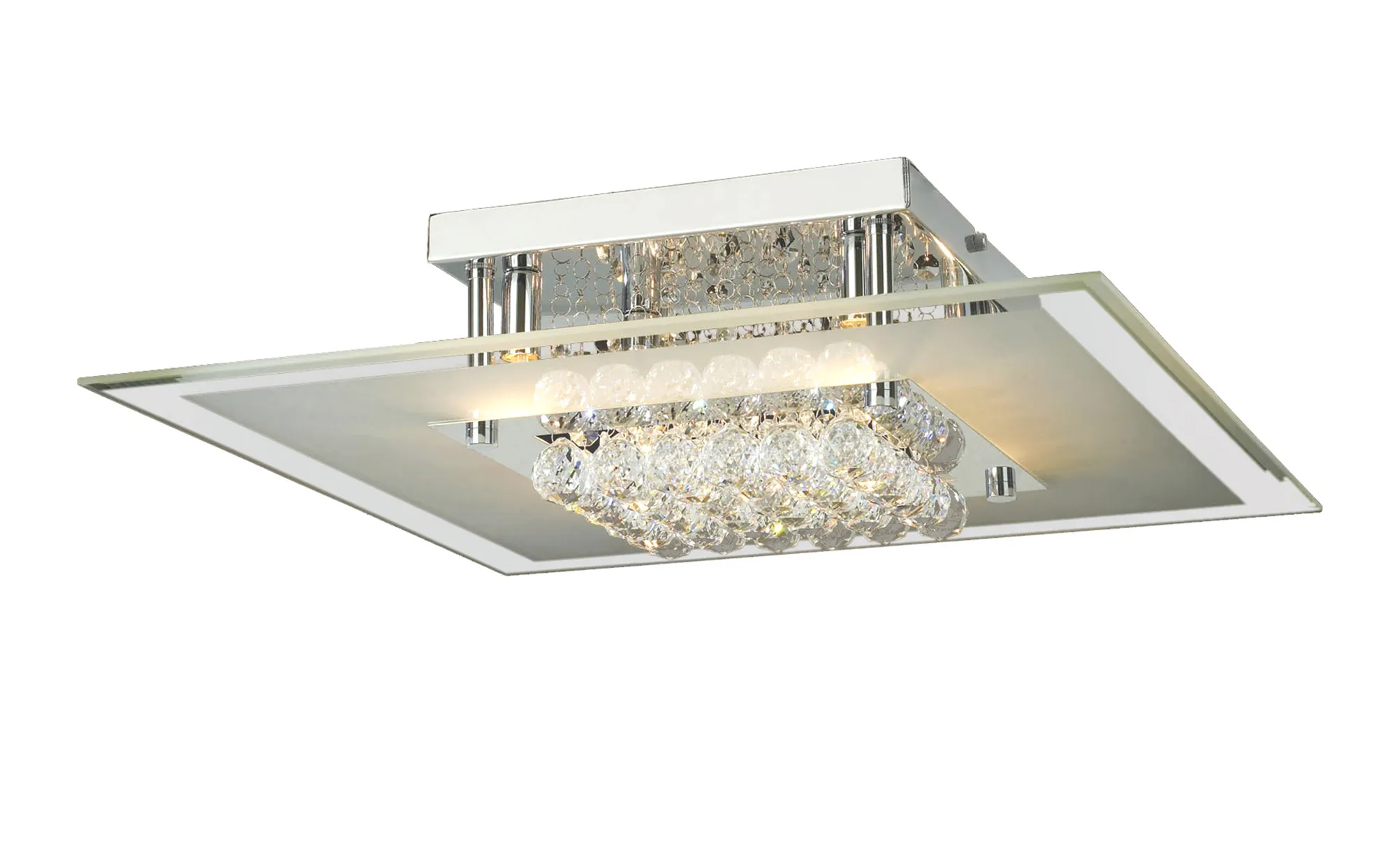 IL30024  Delmar Crystal  Flush Ceiling Square 6 Light Polished Chrome